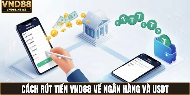 Rút tiền VND88 2 Cách rút tiền VND88 về ngân hàng và USDT
