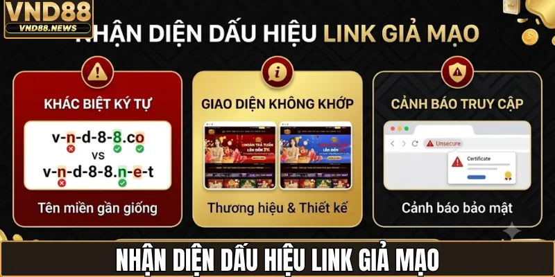 Link Vào VND88 Chính Chủ - Cập Nhật Mới Nhất Mỗi Ngày 3 Nhận diện dấu hiệu link giả mạo